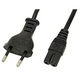 Euro to IEC (C7) Figure of 8 Mains Power Cable - 1 Metre