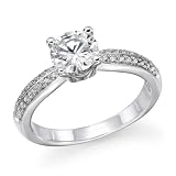 3/4 ct. Round Diamond Solitaire Engagement Ring in 14k White Gold - Free Resize