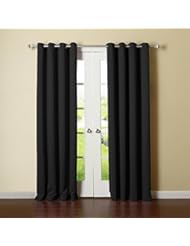 Home: Best Home Fashion Thermal Insulated Blackout Curtains - Antique Bronze Grommet Top - Black - 52"W x 95"L - (Set of 2 Panels) - BEWBU