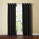 Best Home Fashion Thermal Insulated Blackout Curtains - Antique Bronze Grommet Top - Black - 52"W x 84"L - No Tiebacks - (Set of 2 Panels)