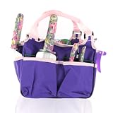 HI GT1208-FLW 8-Piece Mini Floral & Purple Garden Tools Set
