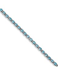 Sterling Silver Blue Topaz and Diamond Bracelet