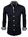 TAM WARE Mens Classic Slim Fit Contrast Inner Long Sleeve Dress Shirts TWNMS314-1-317-BLACK-US M