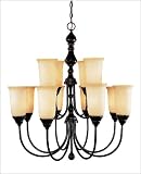 12 Light Chandelier - English Bronze Finish : Cream Faux Marble Glass