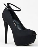Breckelles JUDY-21 High Heel Stiletto Platform Peep Toe Anke Strap Party Pump