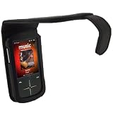 iGadgitz Black Genuine Leather Case Cover for Sandisk Sansa Fuze Plus (+) MP3 Player