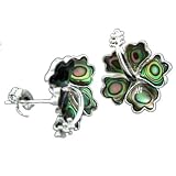 925 Silver Abalone Paua Hibiscus Earrings Hawaiian Jewelry