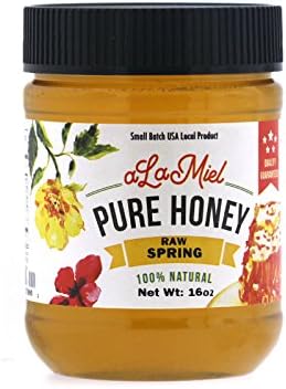aLaMiel Raw Spring Flowers Honey - Made in USA - 100% Natural &amp; Local - Small Batch Domestic Product 1lb (16oz or 454grams)