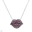 Necklace With 0.55ctw Precious Stones - Genuine Rhodolite Garnets and Tourmalines Made of White Gold Length 18in