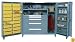 Lyon DD1101 All Welded Maintenance Center with 4 Modular Drawer Cabinet and 18 Bins, 60