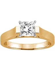 0.90 Ct Princess H/I SI1/SI2 Diamond 14K Yellow Gold Solitaire Ring