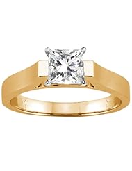 0.75 Ct Princess H/I SI1/SI2 Diamond 18K Yellow Gold Solitaire Ring
