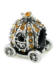 Genuine Ohm Beads (TM) Product. 925 Sterling Silver Pumpkin Carriage European Bead Charm. 100% Satisfaction Guaranteed.