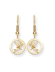 Disneys Encircled Tinker Bell Dangle Earrings in 14 Karat Gold