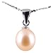 AugustinaJewelry Freshwater Cultured Oval Shape 7-8mm Pink Pearl Pendant, 16" Sterling Silver 1MM Cable Chain