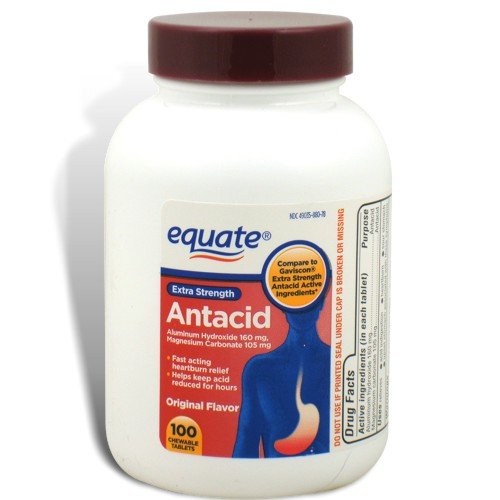 Equate Extra Strength Chewable Antacid Tablets, Original Flavor, 100 Tablets, Compare to Gaviscon