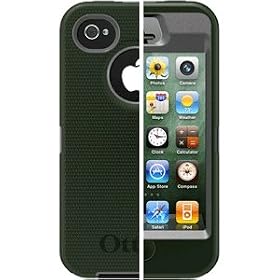 Otterbox Defender Series Hybrid Case &amp; Holster for iPhone 4 &amp; 4S  - Retail Packaging - Gunmetal Grey/Envy Green: Cell Phones &amp; Accessories