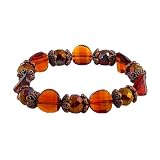 Bracelet - B157 - Metallic Plated Fire Polished Glass and Faceted Glass Beads - Stretch ~ Smoky Topaz (Brown)