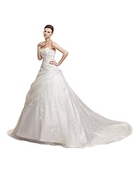 Strapless Sweetheart Satin/Tulle Beaded Lace-Up Applique   Ball Gown Wedding Party Dress 