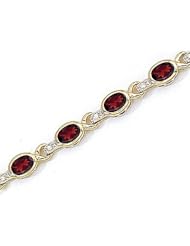 10kt Yellow Gold Oval Garnet and Diamond Bracelet