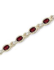 14kt Yellow Gold Oval Garnet and Diamond Bracelet