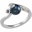 14Kt White Gold Twist Cultured Black Pearl Ring
