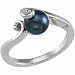 14Kt White Gold Twist Cultured Black Pearl Ring