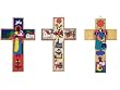 Set of Three Hand Painted Wood Crosses - Ideal for Boy's Room Decor - 5.9 Inch/15cm. Each