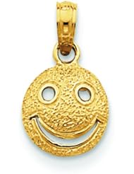 14K Yellow Gold Smiley Face Charm Happy Pendant Jewelry