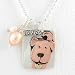 Sterling Silver Love Pendant with Copper and Brass Dog and Pearl Accents on 18 Ball Chain, #8685