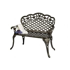 Deluxe Rose Love Bench in Hammered Bronze