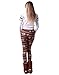 HDE Women Winter Knit Leggings Fleece Line Nordic Design Thermal Insulated Pants (White Poinsettia, Medium)