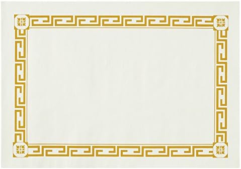 Hoffmaster PP41000 Placemats, Greek Key Pattern, Paper, Gold/White, 14 x 10 (Case of 1,000)