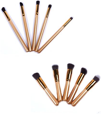 Comier 10pcs Golden Professional Makeup Set Pro Kits Brushes Powder Eyeshadow Kabuki Makeup Party Queen Cosmetics Brush Tool Travel Set