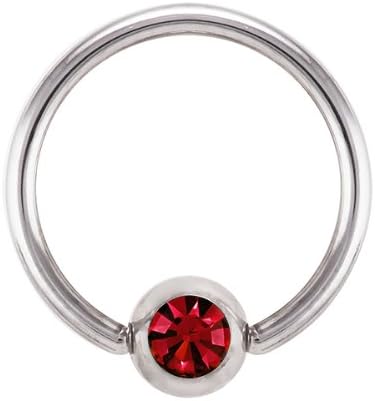 16G 1/2" Red CZ Gem Captive Bead Rings Body Jewelry