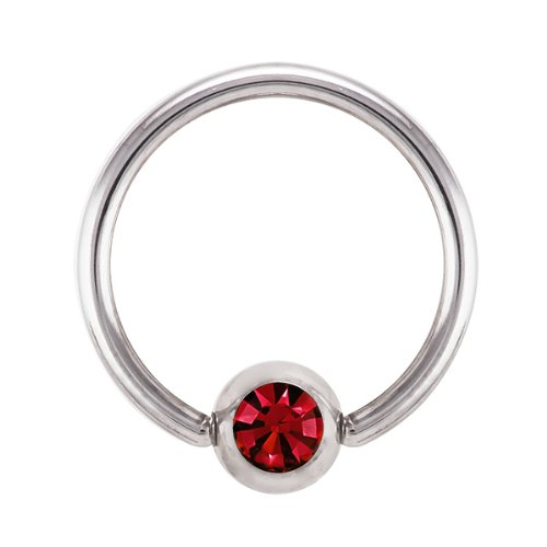 16G 1/2" Red CZ Gem Captive Bead Rings Body Jewelry