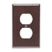 Leviton 80503 1-Gang Duplex Device Receptacle Wallplate, Midway Size, Thermoset, Device Mount, Brown