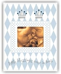 That's My Bratt Blue Harlequin Design "Little Blessings Come in Twos" Twins Ultrasound Frame