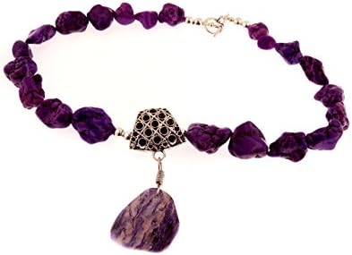 Purple Charoite Magnesite Pendant Necklace Gorgeous Chunky. Charoite from Russia A074-3