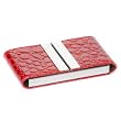 Red Fold Faux Croc Business Card Case