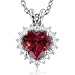 Heart Shaped Natural Garnet and Diamond Necklace in 18k White Gold (G, SI2, 1.50 cttw) Certificate of Authenticity