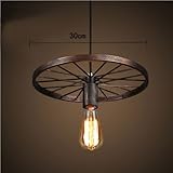 WinSoon New Wheel Metal Shade Ceiling Vintage Retro Chandelier Fitting Pendant Art Light One Head