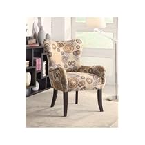 Coaster 902052 Plush Patterned Accent Chair, Beige Circles