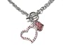 DOUBLE HEART RED CRYSTAL SILVER NECKLACE