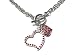 DOUBLE HEART RED CRYSTAL SILVER NECKLACE