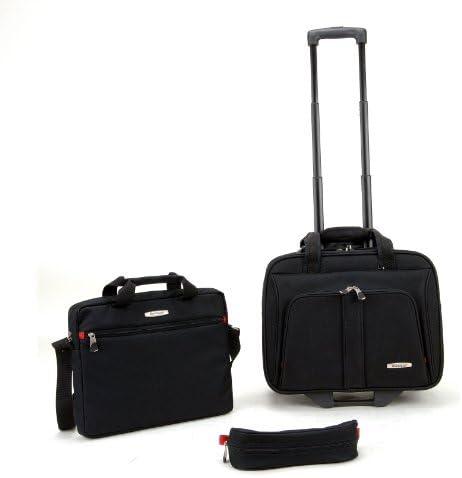 3 Piece Black Rockland Rolling Laptop Case By Fox Luggage