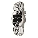 Gucci Women`s YA121503 Marina Chain Small Steel Bangle Black Dial Diamonds Watch