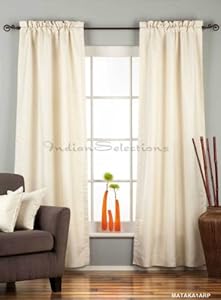 Cream Rod Pocket Matka Raw Silk Curtain / Drape - 84" - Piece