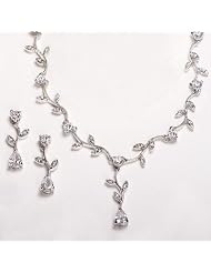 Bridal Jewelry, Cz Floral Drop Necklace & Earrings 612 by USABride