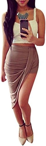 Women's Sexy Banded Waist Draped Cut Out Asymmetrical Skirt